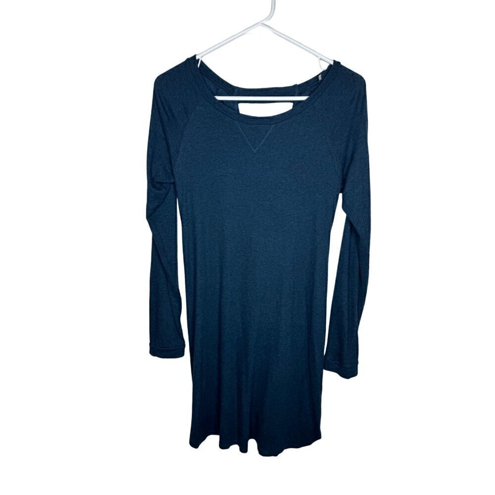 Long Sleeve Cutout & Twist Back Knit Dress Dark Blue